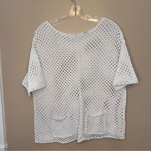 Eight Eight Eight White Open-Knit Blouse Size XL